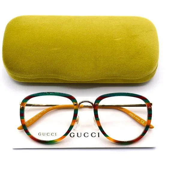 NEW GUCCI GG0675o 004 STRIPE HAVANA AUTHENTIC EYEGLASSES FRAME - Picture 10 of 13